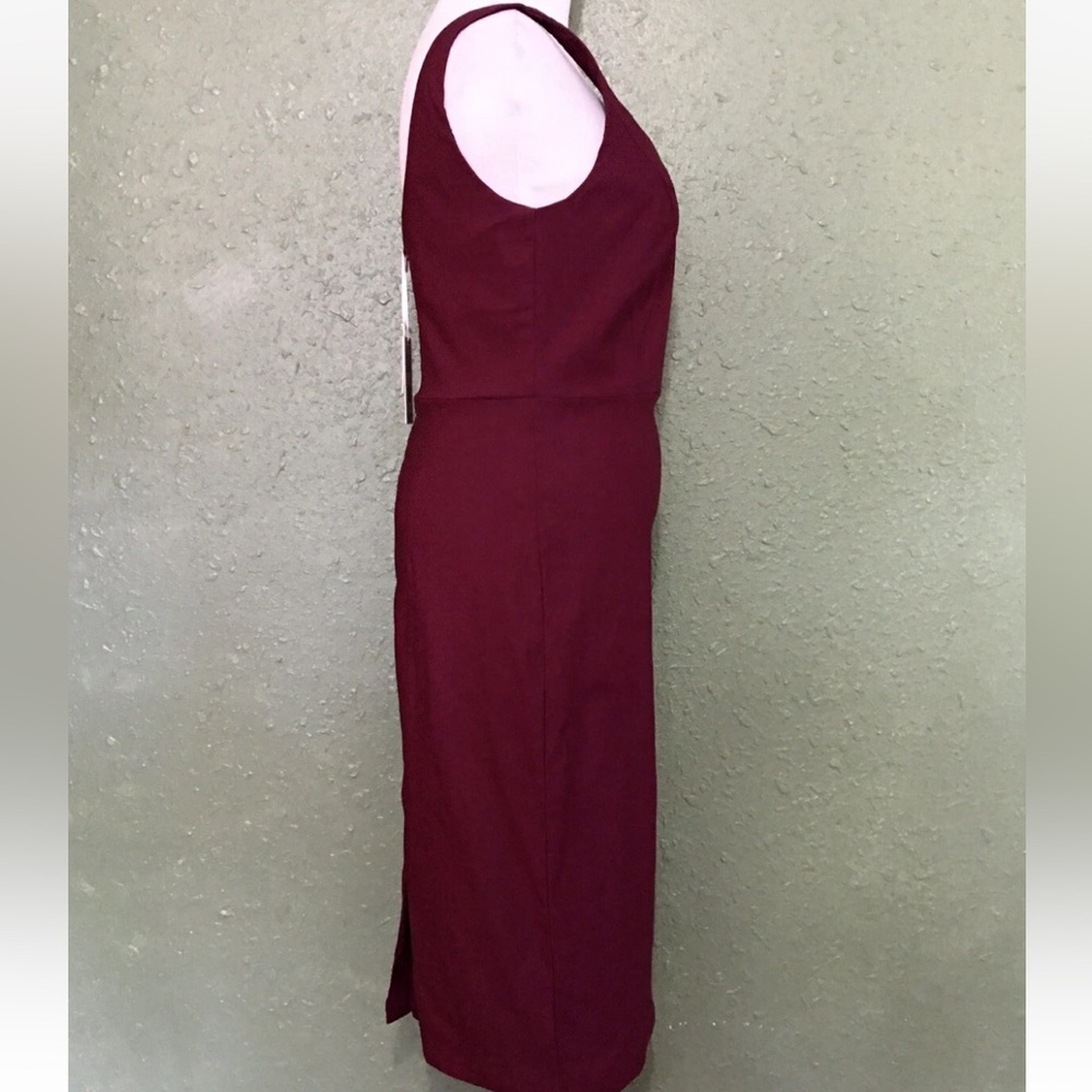 NWT-Grace Karin Deep Red Wine Deep V Pencil Dress - Picture 7 of 9